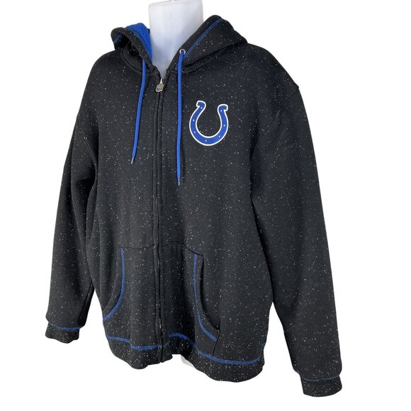 NFL Pro Line Men XL Indianapolis Colts Black Speckled Hoodie Jacket Sherpa Lined - Picture 9 of 16